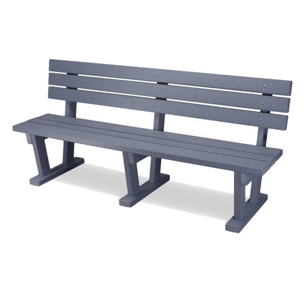 Plastic Bench with Backrest Grey